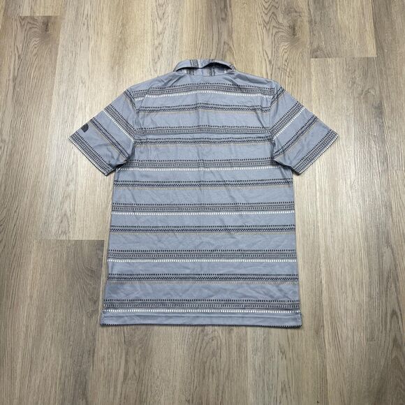North Face Shirt Mens Small Gray Patterned FlashDry Pocket Polo Performance Top - Picture 6 of 10
